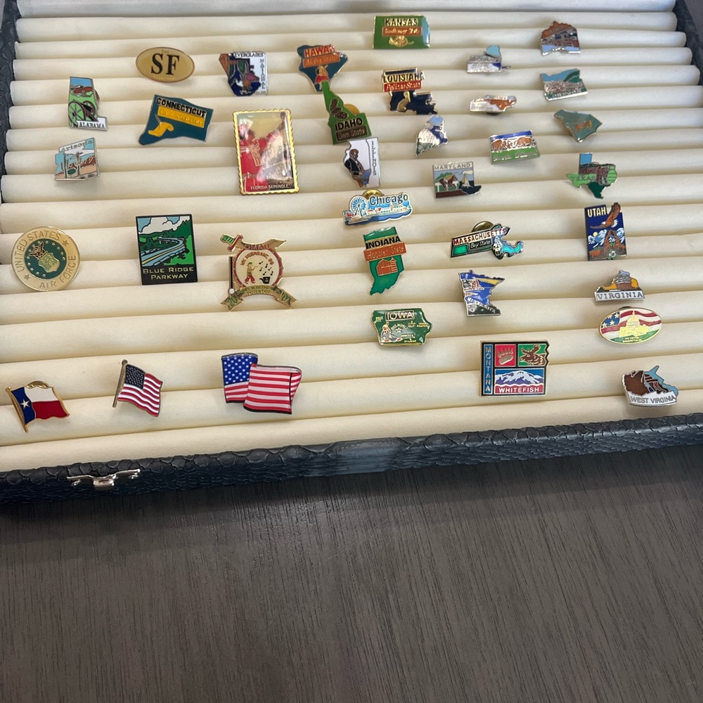 Colorful State & Flag Pin Collection Lot of 36 Great For the Collector/Reseller